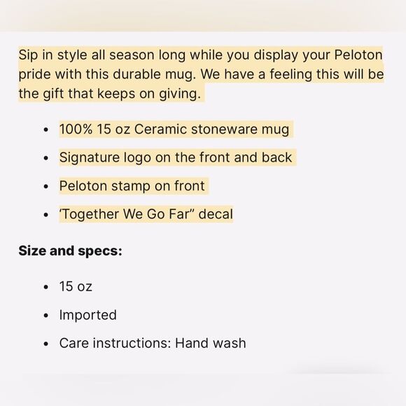 Peloton Together We Go Far White Gray 15oz Ceramic Stoneware Motivational Mug - Picture 3 of 12